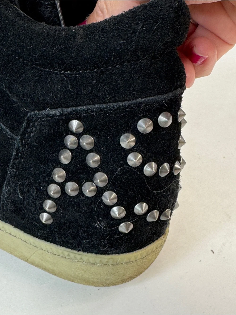 ASH Shoes Studded Spike Embellished Black Suede High Top Sneakers Size EU 35